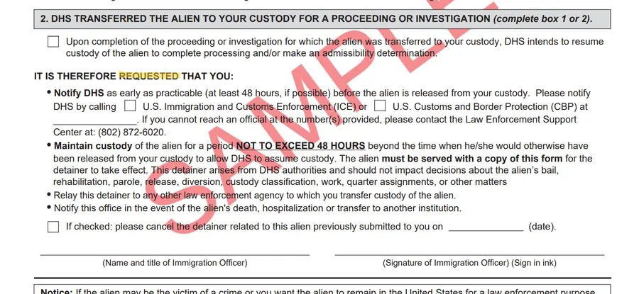 Portion of a DHS Form I-247A with "Request" highlighted